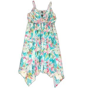 NWT Torrid Tea Length Chiffon Pleated Shark Bite Dress Resort Tropical Floral 2X